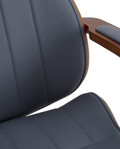 Kancelářská židle Royston - ohýbané dřevo a umělá kůže | ořech a šedá