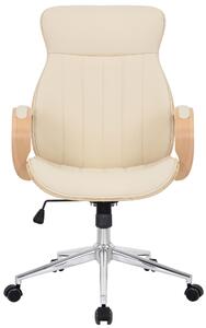 Kancelářská židle Royston - ohýbané dřevo a umělá kůže | přírodní a krémová