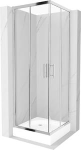 Mexen Rio, čtvercový sprchový kout s posuvnými dveřmi 70 x 70 cm, 5mm čiré sklo, chromový profil + bílá vysoká sprchová vanička Rio,…