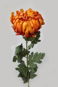 Oranžová umělá chryzantéma na stonkem 91cm
