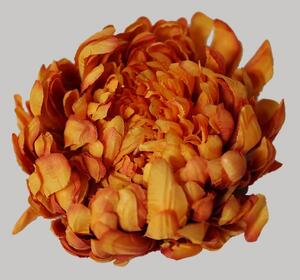 Oranžová umělá hlava chryzantémy 16cm