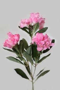 Růžový umělý rododendron na stonku s listy 79cm