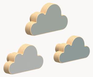 Sada ručně vyrobených nástěnných háčků z bukového dřeva Cloud, 3 díly