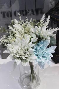 Bledě modrá umělá kytice dálí a hortenzie 37cm