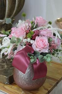 Růžová romantická dekorace na stůl 35cm