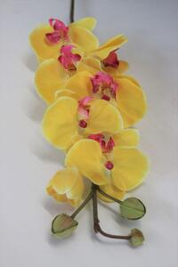 Žlutá umělá orchidej na stonku 75cm
