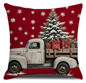 Vánoční povlak na polštář TRUCKMAS 45x45 cm, červený