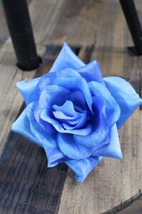 Modrá hlavička saténové růže 12ks 8cm