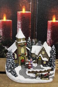 Svítící vánoční vesnička s kostelíkem 17cm