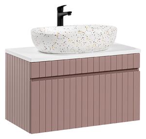 Comad Koupelnová skříňka s deskovým umyvadlem Iconic Rose 80 antická růžová/bílá