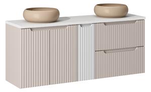 Comad Koupelnová skříňka s deskovými umyvadly set Nova Cashmere 140 kašmír/bílá