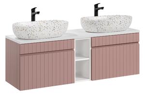 Comad Koupelnová skříňka s deskovými umyvadly set Iconic Rose 140 antická růžová/bílá