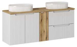 Comad Koupelnová skříňka s deskovými umyvadly set Nova White 140 bílá/dub coast evoke