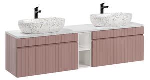 Comad Koupelnová skříňka s deskovými umyvadly set Iconic Rose 180 antická růžová/bílá