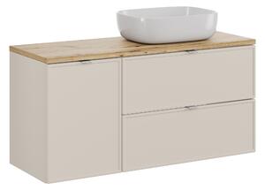 Comad Koupelnová skříňka s deskovým umyvadlem s košem na prádlo set Bella Cashmere 120 kašmír/dub artisan