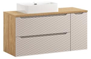 Comad Koupelnová skříňka s deskovým umyvadlem Ocean Beige 120 béžová/dub olejovaný
