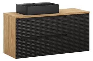 Comad Koupelnová skříňka s deskovým umyvadlem Luxor Black 120 černá/dub olejovaný