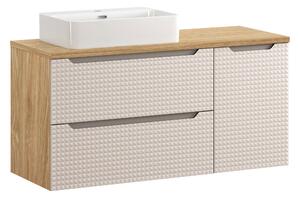 Comad Koupelnová skříňka s deskovým umyvadlem Luxor Beige 120 béžová/dub olejovaný