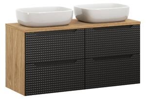 Comad Koupelnová skříňka s deskovými umyvadly set Luxor Black 120 černá/dub olejovaný
