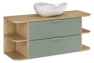 Comad Koupelnová skříňka s deskovým umyvadlem Aster Green 120 zelená/dub cremona