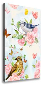 Vertikální Foto obraz na plátně Ptáci motýli růže ocv-126222503