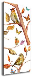 Vertikální Foto obraz na plátně Ptáci motýli listí ocv-126221469
