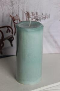 Modrá mamorová tiffany svíčka válec 15x7cm