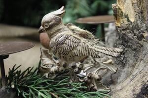 Hnědý patinovaný vánoční ptáček 10 cm