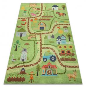 Makro Abra Dětský kusový koberec vhodný k praní BAMBINO 50200 Vesnice Ulice zelený hnědý Rozměr: 80x150 cm