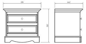 KATMANDU Noční stolek Belluno Elegante, bílá, medový dub, 2x zásuvka, 53x60x45 cm