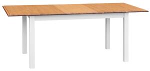 KATMANDU Stůl rozkládací Belluno Elegante, bílá, medový dub, borovice, masiv, 75/93/150-197 cm