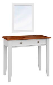 KATMANDU Toaletní stolek Belluno Elegante, bílá, medový dub, masiv, 85x93x45 cm