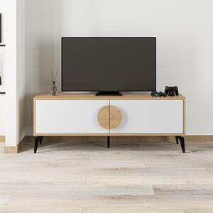 TV stolek v dekoru dubu v bílo-přírodní barvě 140x51 cm Vae – Marckeric