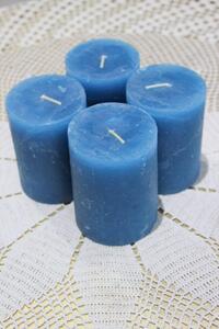 Modré adventní svíčky 8 x 6 cm 4-set