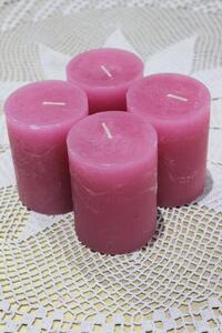 Růžové tmavé adventní svíčky 8 x 6 cm 4-set