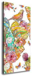 Vertikální Foto obraz na plátně Ptáci motýli květiny ocv-132565544