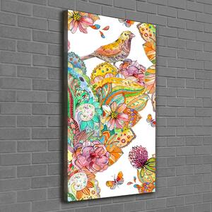 Vertikální Foto obraz na plátně Ptáci motýli květiny ocv-132565544
