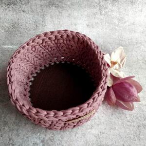 Kruhový háčkovaný košík Pro báječnou ženu / teplé barvy Název: Vanilla