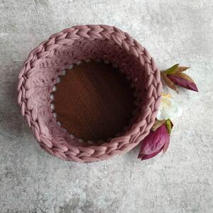 Kruhový háčkovaný košíček Pro báječnou ženu / teplé barvy Název: Sakura