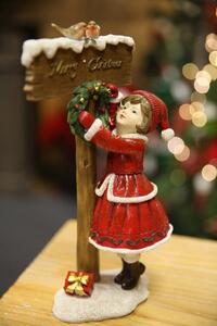 Červená vánoční figurka 24 cm