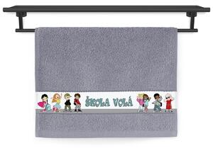 Ručník Veba RUJANA tisk Škola volá střední šedá Velikost: 30x50 cm
