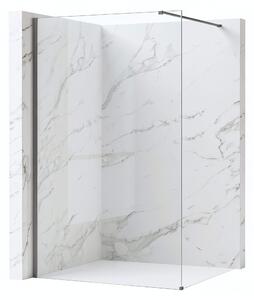Bezrámová sprchová zástěna REA FLEXI TITAN 80 cm, titan kartáčovaný/transparent - bez vaničky