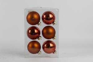 Oranžové matné a lesklé skleněné vánoční koule 6ks