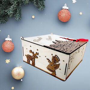 Vánoční dřevěná, dárková krabice