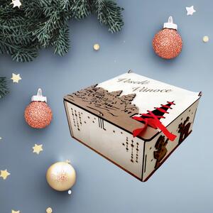 Vánoční dřevěná, dárková krabice