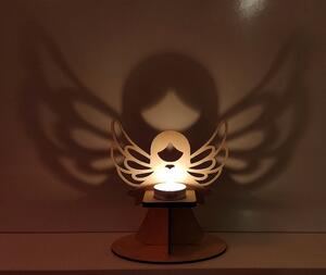 Dřevěný anděl na čajovou svíčku varianta: bez LED čajové svíčky