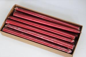 Červené metalické kónické svíčky 12ks 24cm
