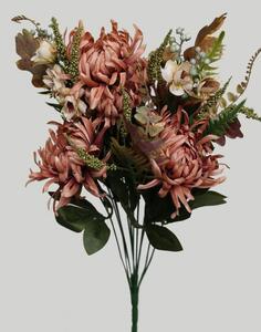 Hnědá umělá kytice chryzantéma 58cm