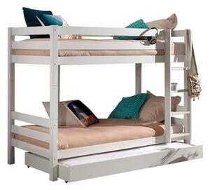 Bílá patrová/s výsuvným lůžkem dětská postel z borovicového dřeva s úložným prostorem 90x200 cm PINO – Vipack