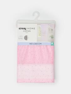 Sinsay - Poloprůhledná záclona na řasící pásce s kamínky - pastelová růžová